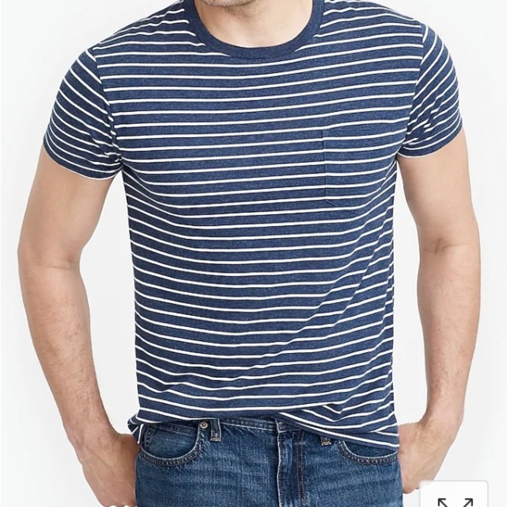 J. Crew Blue and White Striped Short Sleeve Tee